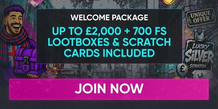 Britisino welcome package: up to £2,000 + 700 free spins, lootboxes and scratch cards included